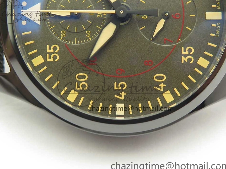 MIROTIME 0216 Classic PILOT IW389001 ZF 1:1 Best Edition Ceramic Case Green Dial on Green Nylon Strap A7750 (Function Same As Genuine) 7160